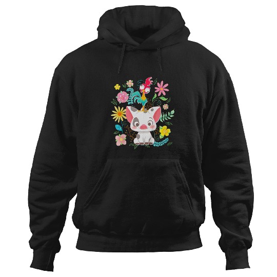 Disneyss Moana Pua Hei Hei Cute Pose Floral Big Chest Poster Hoodies