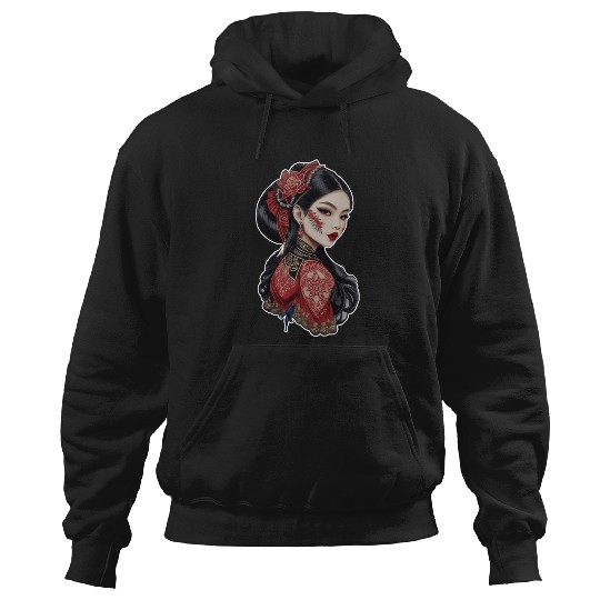 Traditional Digital Embroidery  Vampire Asian Woman in Black and Red Aztec: Disney princess tattoo Shirt,  Princess tattoo vintage t shirt, Disney princess tattoo Gift Fan S-5XL Hoodies