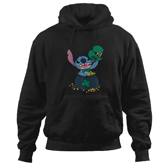Disney Stitch Pot Of Gold Shamrock St. Patrick'S Day Hoodies