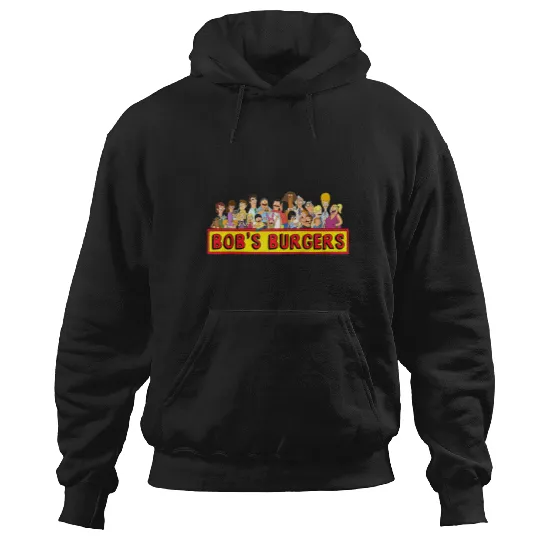 bobs burgers all characters group shot logo raglan baseball Hoodies