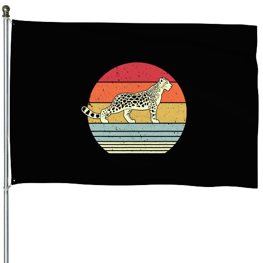 Snow Leopard House Flag. Retro Style House Flag