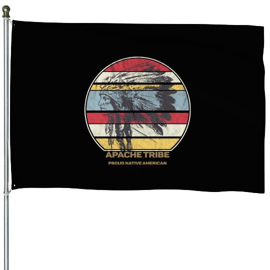 Apache Tribe Native American Indian Proud Retro Sunset - Apache - House Flags