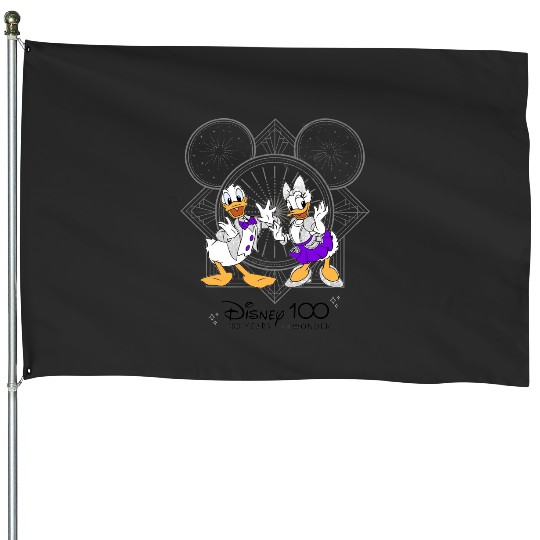 Disney 100 Years of Wonder House Flags, Donald And Daisy Duck House Flags