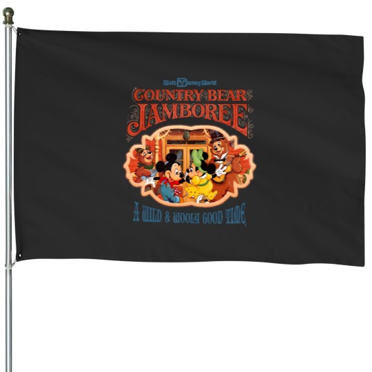 Vintage Country Bear Jamboree and Mickey & Minnie House Flags, Jamboree House Flags, Frontierland House Flags
