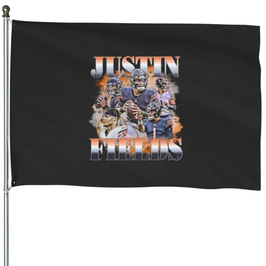 Justin Fields House Flags - Chicago Bears - Vintage Retro 90s House Flags