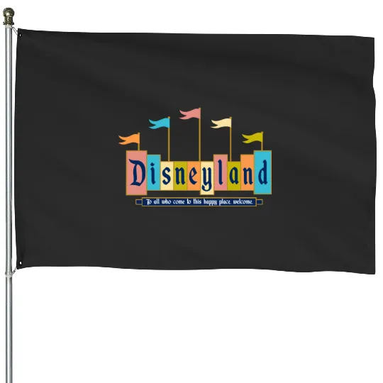 Retro Disneyland Sign House Flags