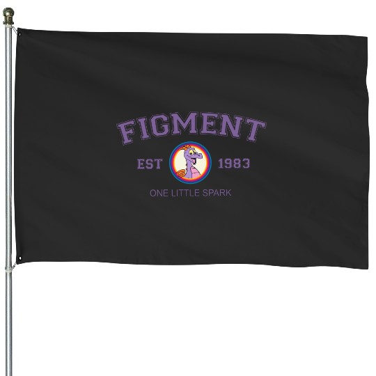 Disney Figment 2 Sided Print House Flags Purple Dragon House Flags , Figment Est 1983, One Little Spark Vintage House Flags