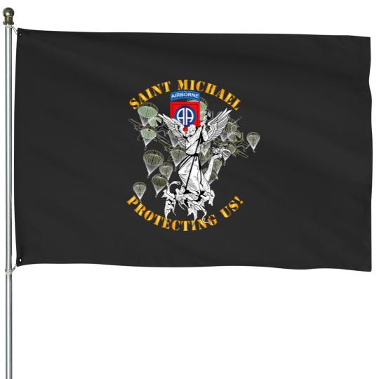 82nd Airborne Div Saint Michael Protecting Us Mass House Flags