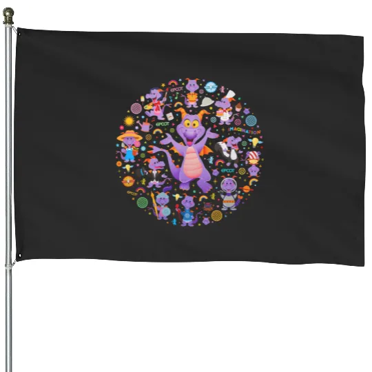 Disney Epcot Figment House Flags, Epcot Figment House Flags, Floral Epcot House Flags