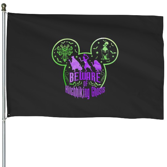 Beware Of Hitchhiking Ghosts Halloween House Flags, Disney Haunted Mansion