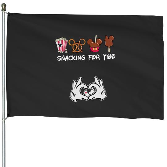  Snacking for Two Pregnancy Announcement House Flags, Funny Disney Mom To Be House Flags