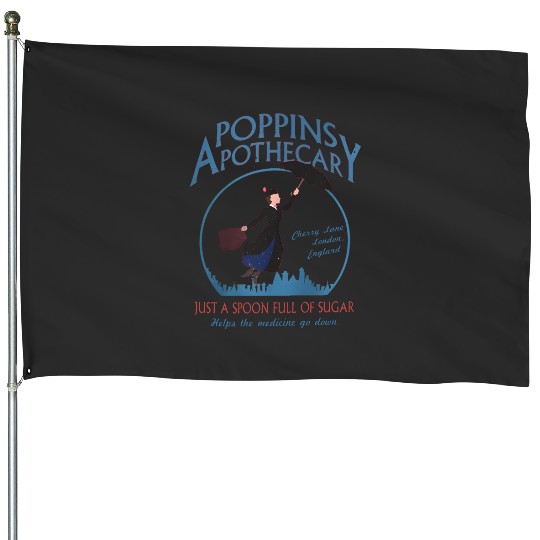 Retro Poppins Apothecary Mary Poppins House Flags, Funny Disney House Flags