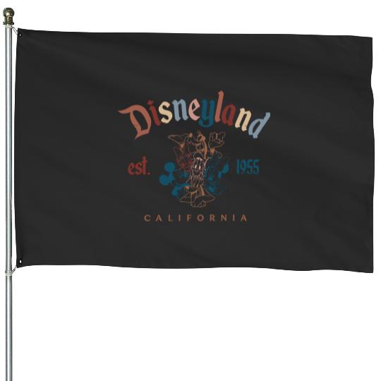 Retro Mickey And Friends Disneyland Est 1955 House Flags, Disneyland House Flags, 2022 Family Vacation House Flags