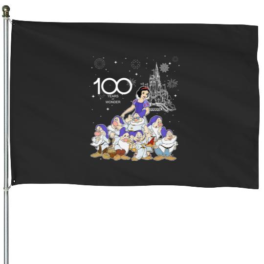 Disney Snow White and Seven Dwarfs Group Characters House Flags, 100 Years of Wonder House Flags