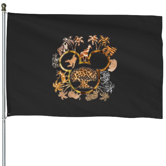 Mickey Animal Kingdom Family House Flags, Disney Leopard House Flags, Family Vacation 2023 House Flags