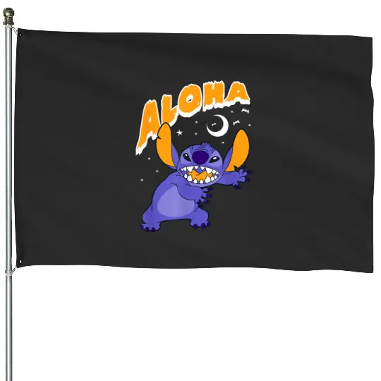 Disney Lilo Stitch Halloween Aloha Spooky Text House Flags