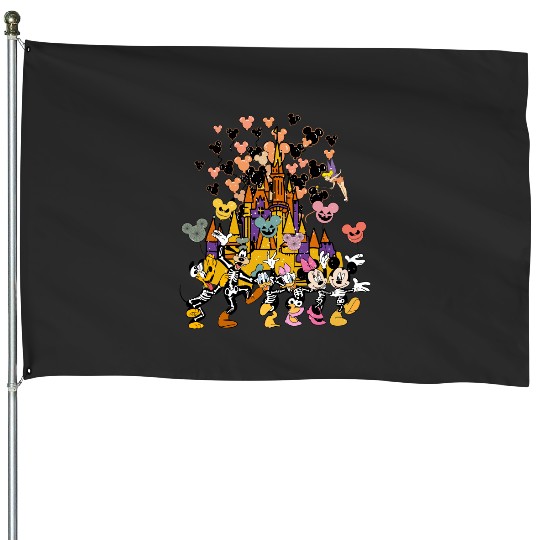 Discover Mickey And Friends Skeleton Halloween Sweathirt, Vintage Disney Skeleton Halloween House Flags
