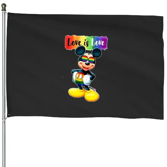 Funny Mickey LGBTQ House Flags, Trans Rights House Flags, Disney Gay Pride House Flags, Happy Mickey LGBTQ House Flags