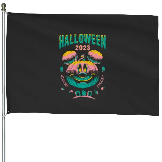 Discover Mickey Pumpkin Wicked Happy Halloween House Flags, Halloween House Flags, Disney House Flags, Spooky House Flags