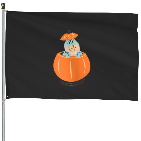 Disney Winnie the Pooh Eeyore in Pumpkin Hallowe House Flags