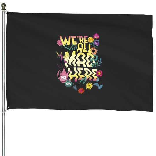 Discover Disney Alice In Wonderland Wavy All Mad Here Tan House Flags
