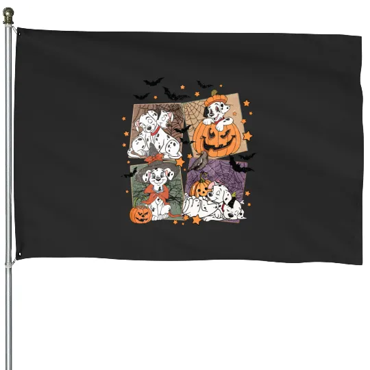 Vintage Disney 101 Dalmatians House Flags, Retro Disney Halloween House Flags