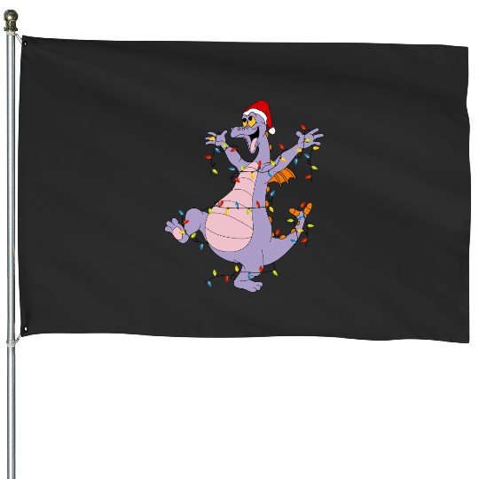 Disney Figment Christmas Lights House Flags, Figment Merry Christmas House Flags, Purple Dragon Epcot Disneyland Christmas Matching Family House Flags