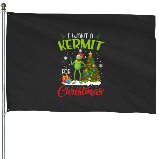 Disney The Muppets Christmas House Flags, I Want A Kermit For Christmas House Flags