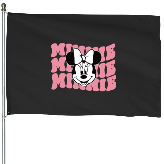 Minnie Mouse Pink Background House Flags, Disney Minnie Mouse House Flags
