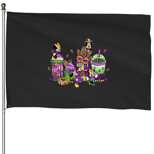 Disney Milktea Mardi Gras House Flags,Mickey New Orleans House Flags