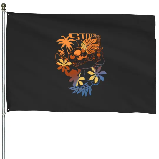 Disney Lilo Stitch Ukulele Floral Mashup House Flags