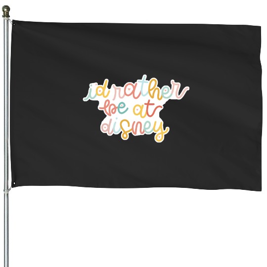 Discover I_d rather be at disney hand lettered House Flags