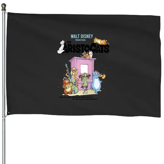 Disney The Aristocats Cats Playing Piano Retro House Flags