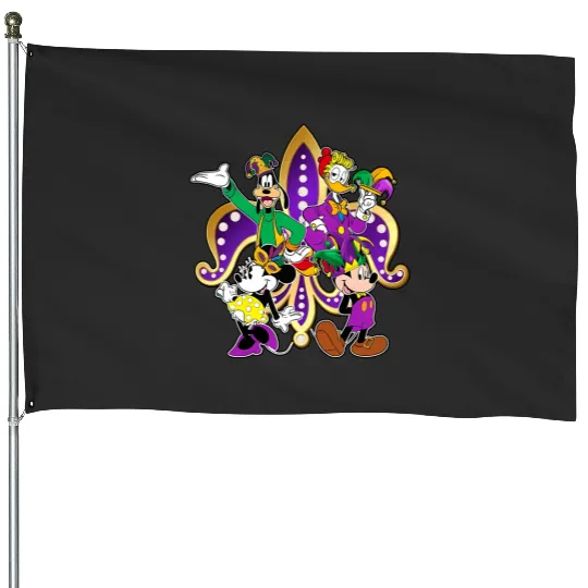 Disney Family Mardi Gras House Flags, Funny Saints New Orleans House Flags