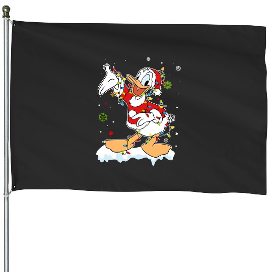 Disney Donald Duck Christmas Disney Snow Funny Merry Christmas House Flags, Disneyland Matching Christmas Group House Flags