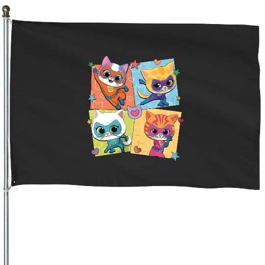 Discover Disney Junior SuperKitties Pounce, Full Team House Flags, SuperKitties Character House Flags