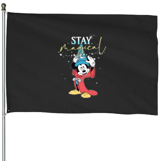 Retro Sorcerer Mickey Stay Magical House Flags, Fantasmic Disneyland House Flags