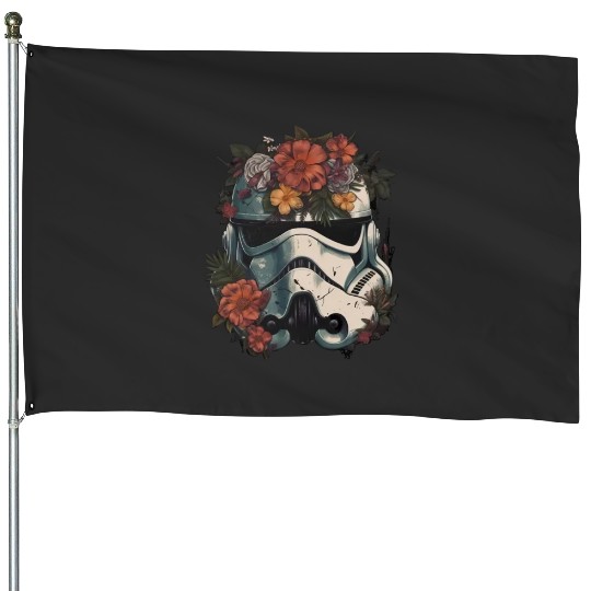 Stormtrooper Floral Flower Retro House Flags Disneyland Summer Trip 2023 House Flags