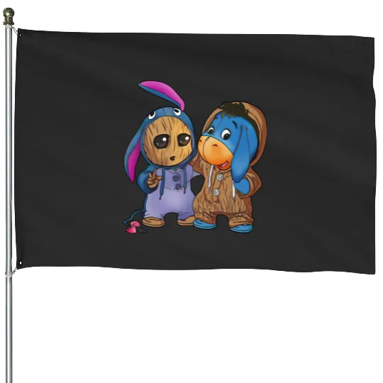Disney Eeyore and Baby Groot Cute Friends House Flags, Eeyore Unisex
