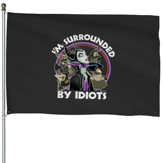 Retro Disney Sleeping Beauty Villains Maleficent Surrounded By Idiots House Flags, Magic Kingdom House Flags