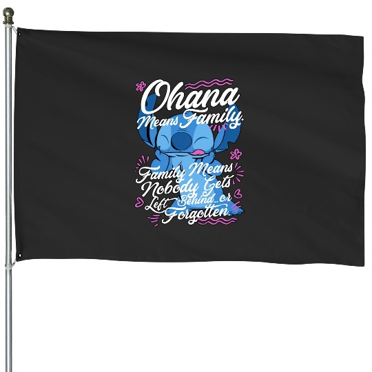 Stitch Day Ohana Means Family House Flags, Disney Stitch House Flags, Disneyland House Flags