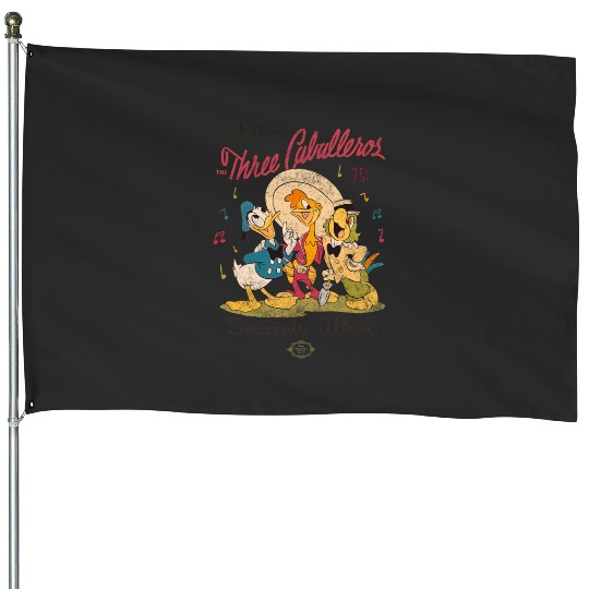 Disney Three Caballeros Mexico House Flags, Donald Duck Jose Carioca Panchito Friends House Flags