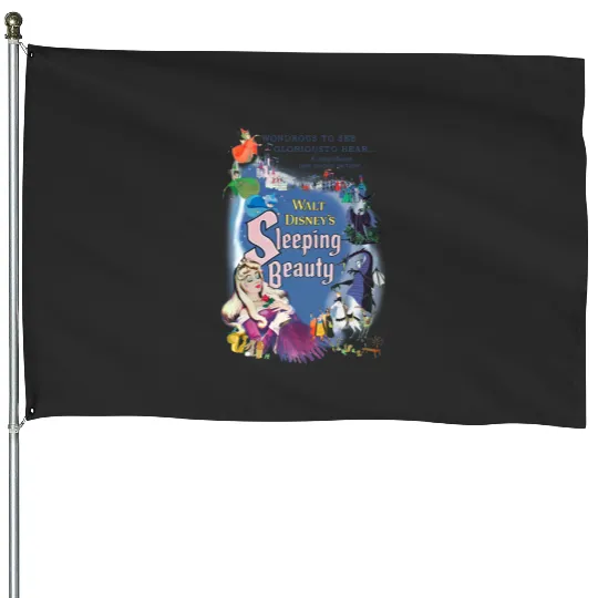 Retro Disney Sleeping Beauty House Flags, Aurora and Prince Philip House Flags