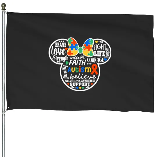 Autism Minnie Mouse House Flags, Autism Disney House Flags, Matching Autism House Flags