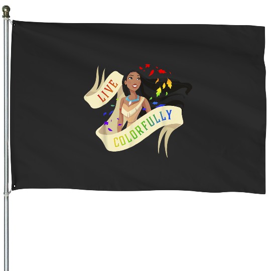 Disney Pocahontas Rainbow Live Colorfully Portrait House Flags