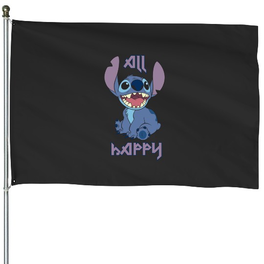 Disney Lilo Stitch All Happy Cute Stitch Smiling Portrait House Flags