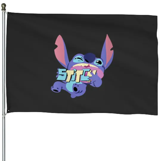 Womens Disney Lilo Stitch Playful Silly Stitch Big Chest Portrait House Flags
