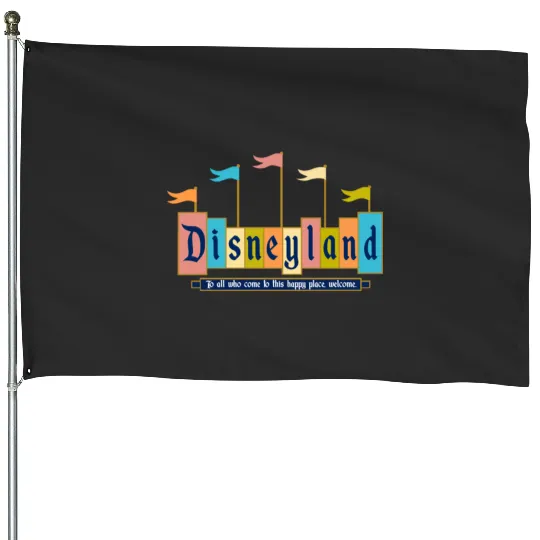 Retro Disneyland Sign House Flags