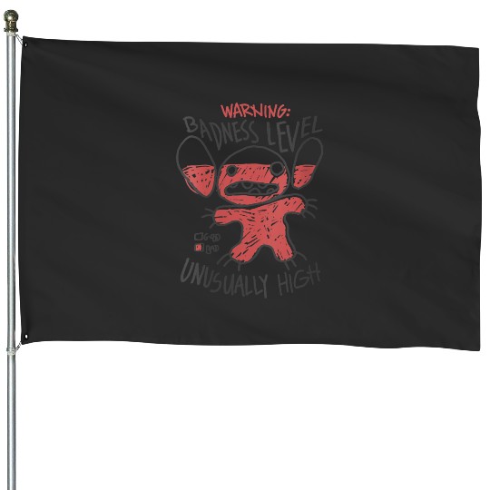 Womens Disney Lilo Stitch Warsning Badness Level Unusually High House Flags