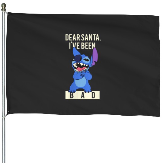 Womens Disney Lilo Stitch Christmas Dear Santa I've Been Bad House Flags